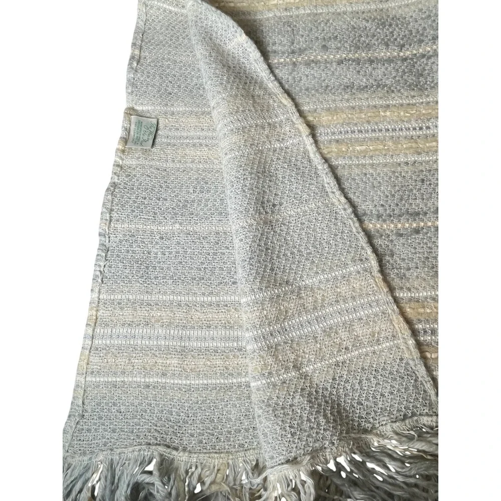 The Weave O the Irish Mohair Blend Striped Fringed Throw Blanket Made in Ireland